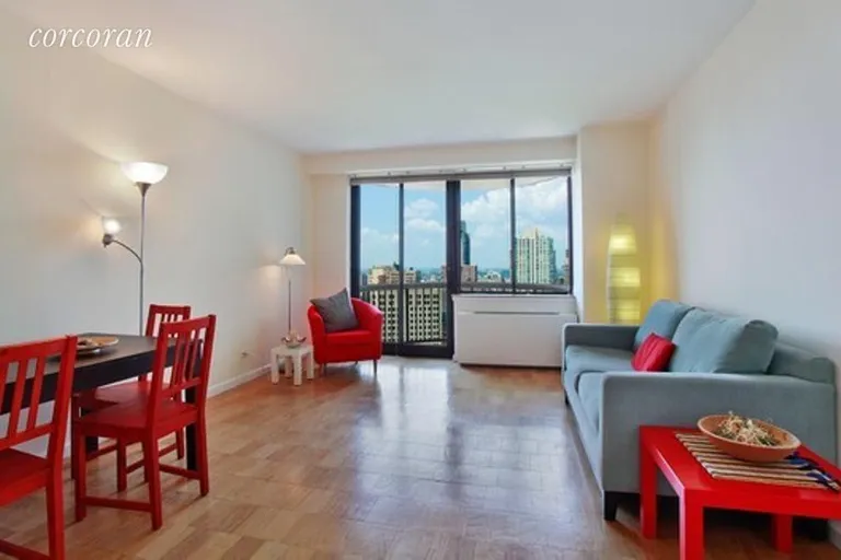 New York City Real Estate | View 45 East 25th Street, 31A | Large living room with balcony and open views! | View 3