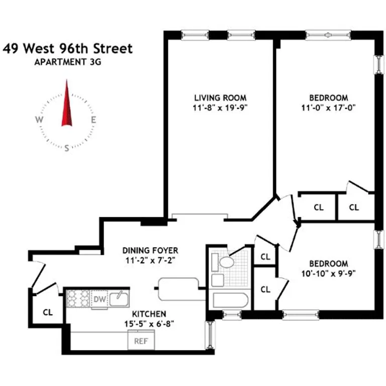 49 West 96th Street, 3G | floorplan | View 5