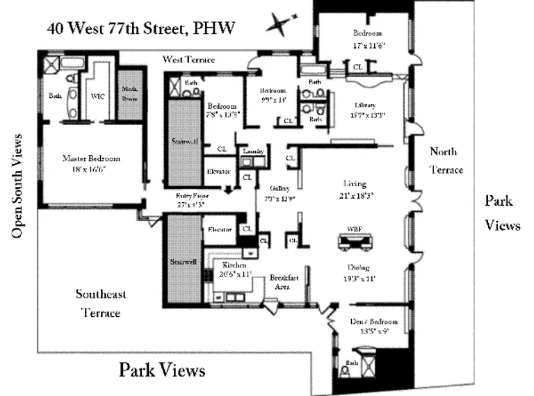 40 West 77th Street, PHW | floorplan | View 8