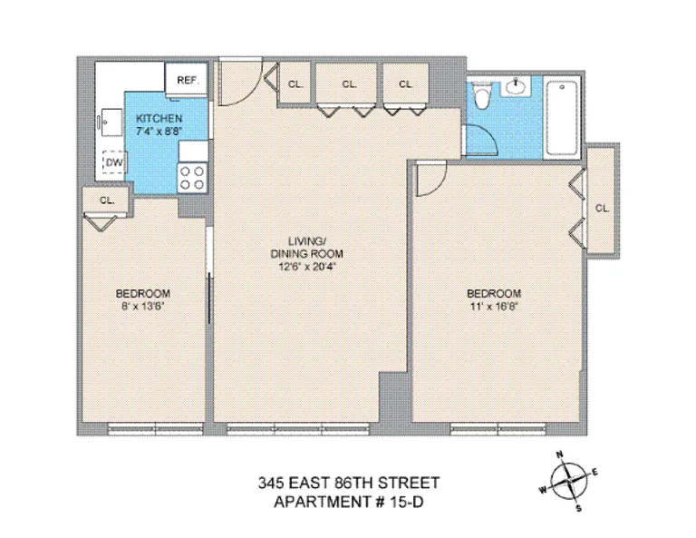 345 East 86th Street, 15D | floorplan | View 6