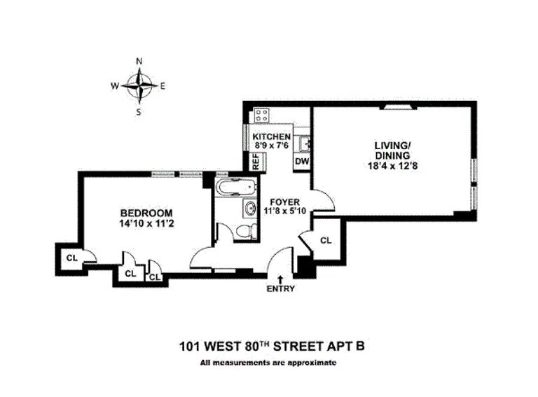 101 West 80th Street, 3B | floorplan | View 4