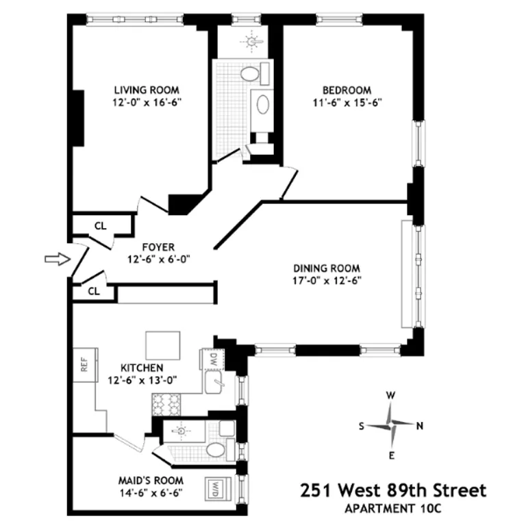 251 West 89th Street, 10C | floorplan | View 5