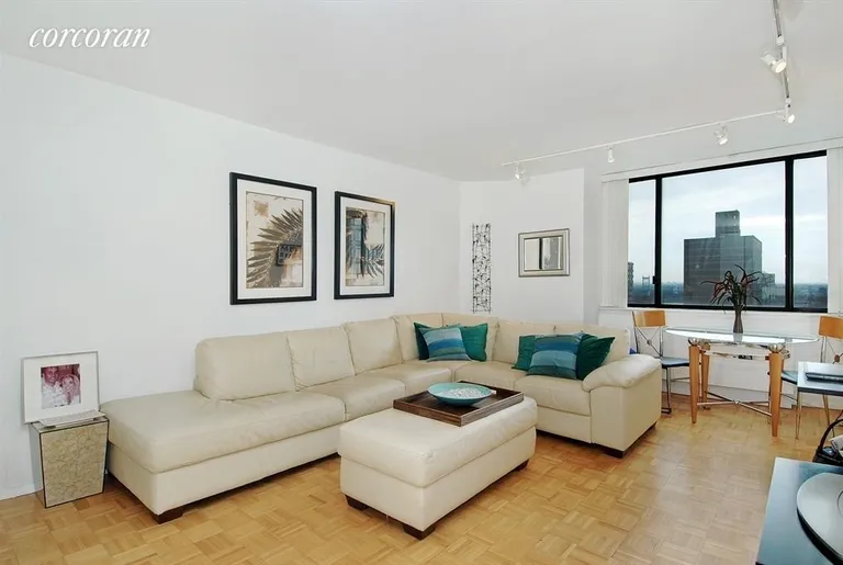 New York City Real Estate | View 245 East 93rd Street, 26B | Living Room with East River Views | View 2