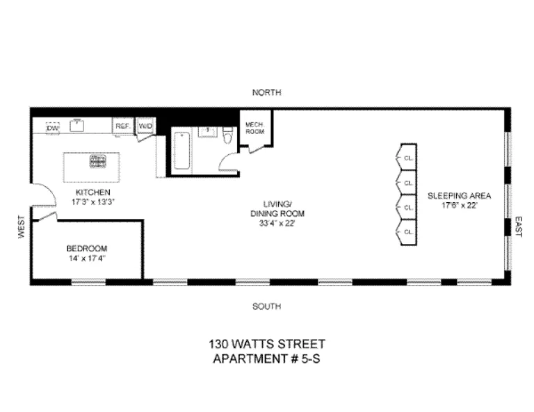 130 Watts Street, 5S | floorplan | View 5