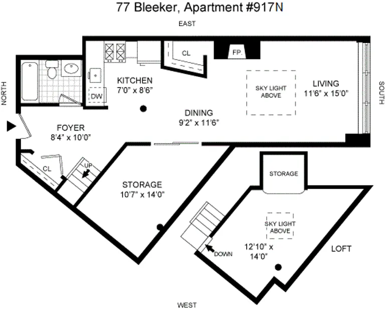 77 Bleecker Street, 917N | floorplan | View 6