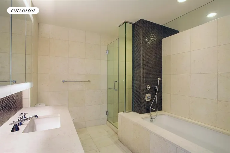 New York City Real Estate | View 70 Little West Street, 14B | Master Bathroom | View 13