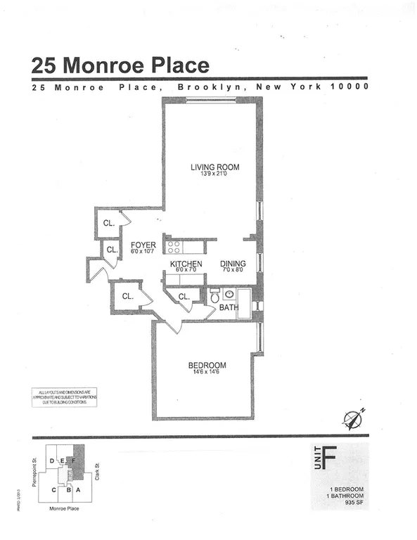 25 Monroe Place, 6F | floorplan | View 2