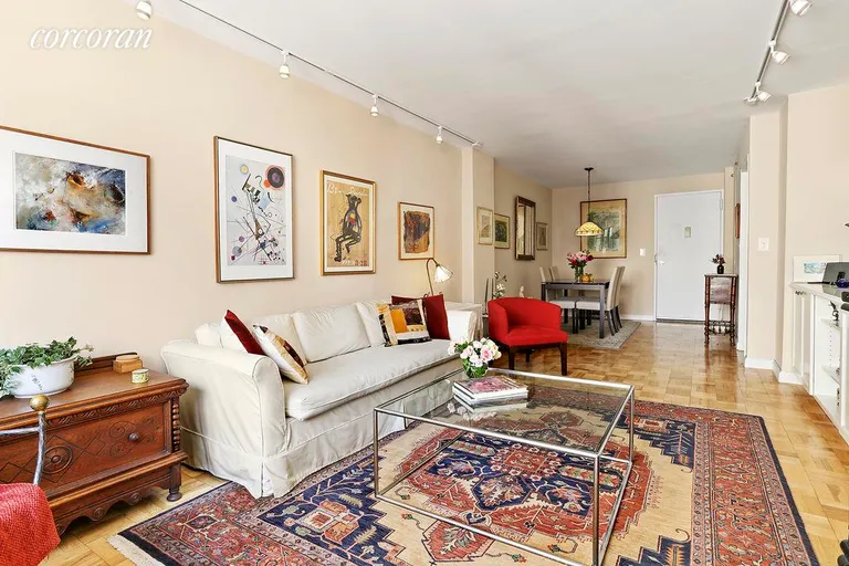 New York City Real Estate | View 201 East 21st Street, 11B | Living room with large dining area | View 2