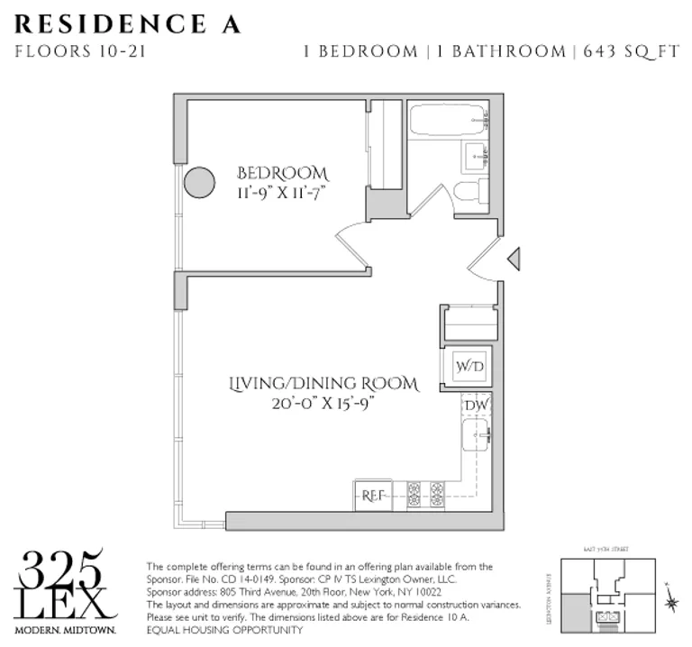 325 Lexington Avenue, 22A | floorplan | View 3
