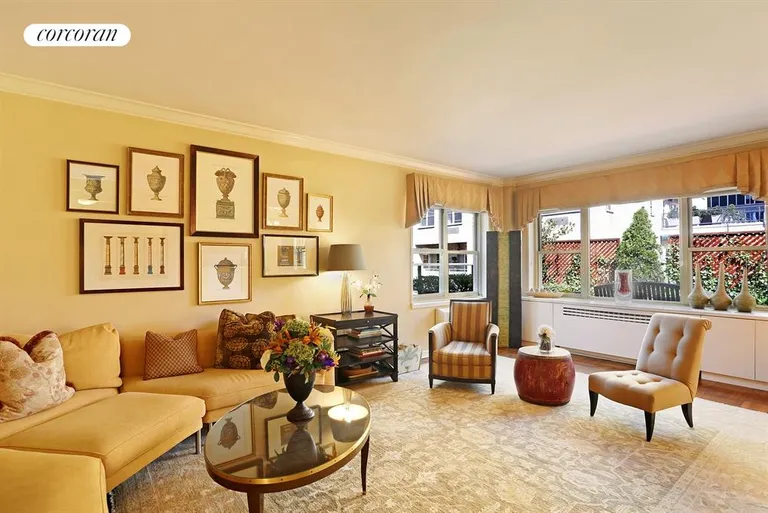 New York City Real Estate | View 415 East 52Nd Street, 12CB | Living Room with view of the Terrace | View 3