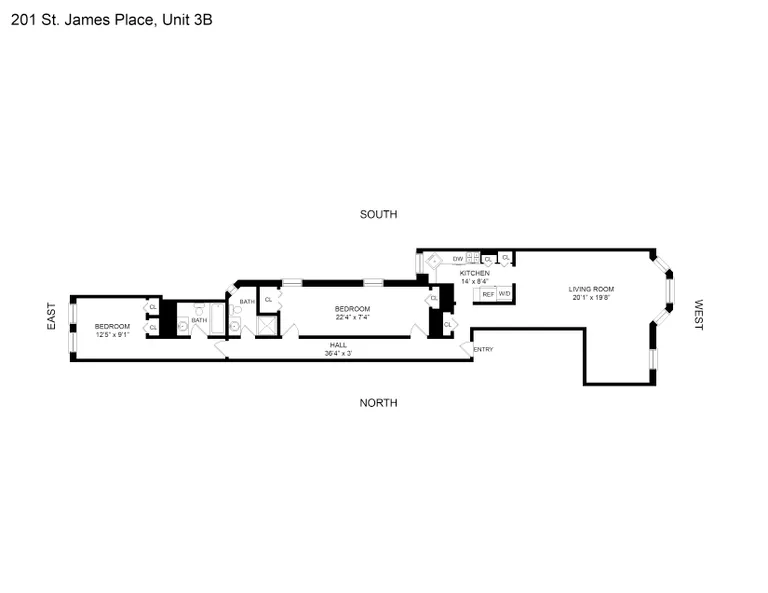 201 Saint James Place, 3B | floorplan | View 6