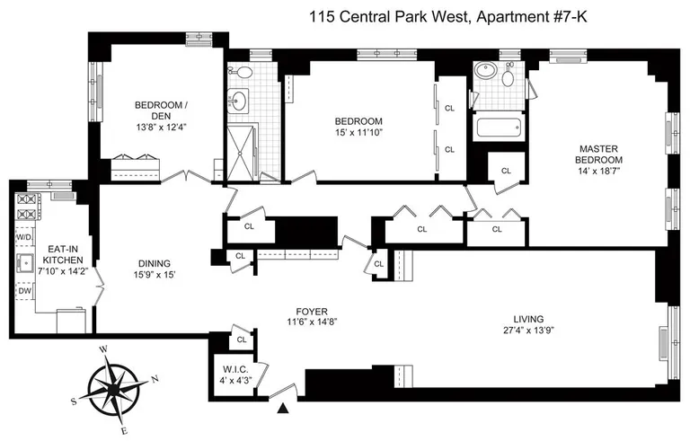 115 Central Park West , 7K | floorplan | View 11