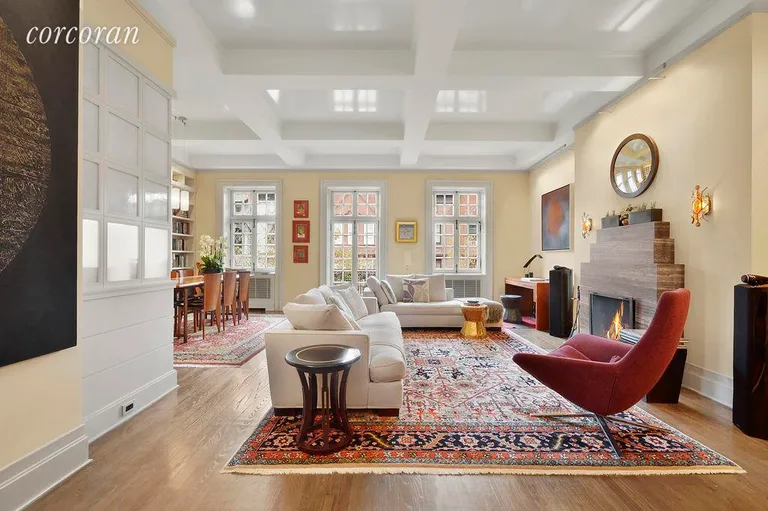 New York City Real Estate | View 34 West 74th Street, 4C | Living/Dining Room with Original French Windows  | View 2