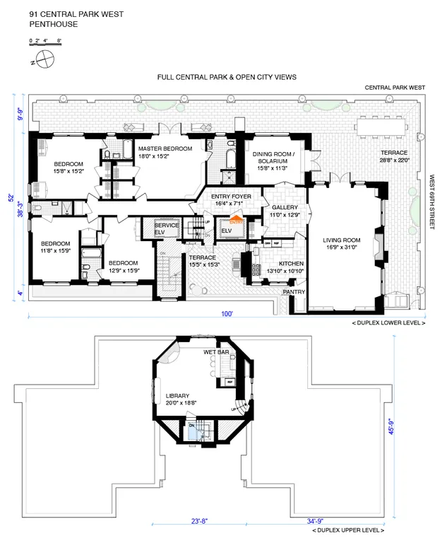 91 Central Park West, PHA | floorplan | View 13