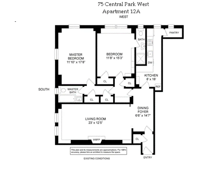 75 Central Park West, 12A | floorplan | View 6