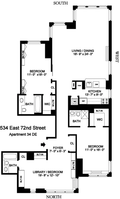 524 East 72Nd Street, 34DE | floorplan | View 5