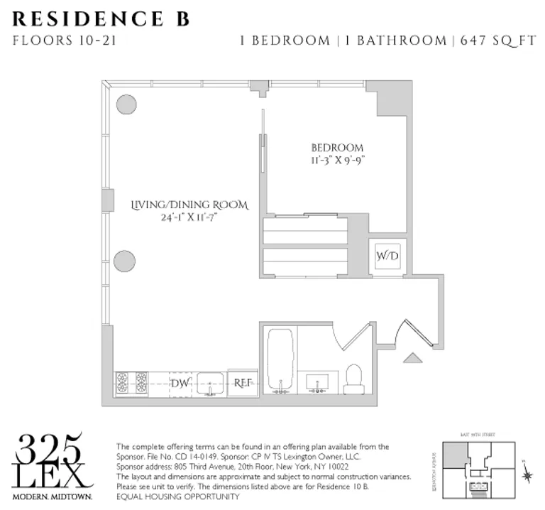 325 Lexington Avenue, 21B | floorplan | View 2