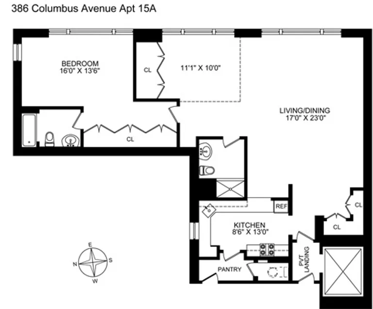 386 Columbus Avenue, 15A | floorplan | View 9