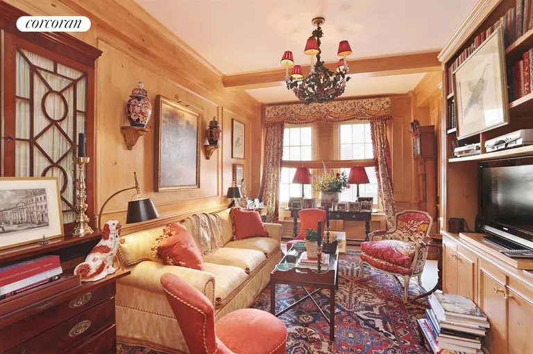 New York City Real Estate | View 130 East 75th Street, 9A | Library with lovely details. | View 6