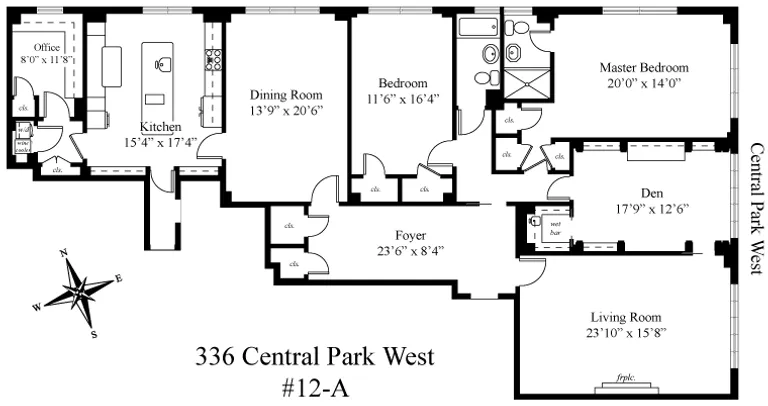 336 Central Park West, 12A | floorplan | View 11