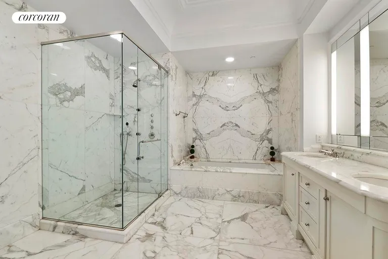 New York City Real Estate | View 15 Central Park West, 30B | Marble Bathroom | View 8