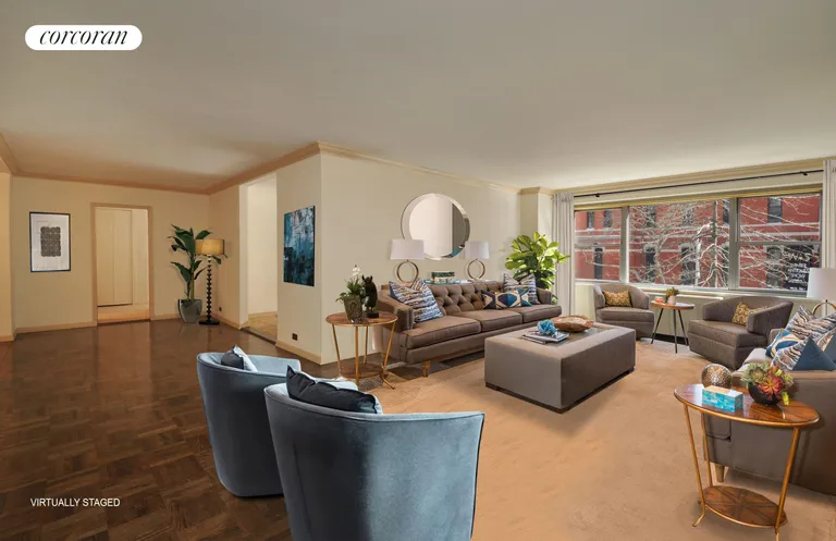 New York City Real Estate | View 650 Park Avenue, 3E | Spacious Living Room & Gallery | View 2