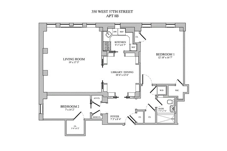 350 West 57th Street, 8B | floorplan | View 1