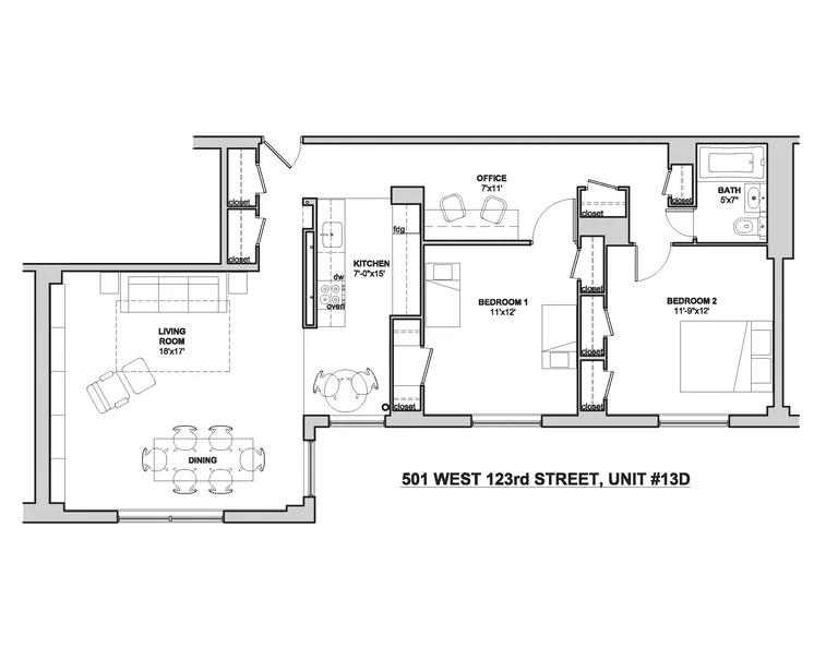 501 West 123rd Street, 13D | floorplan | View 7
