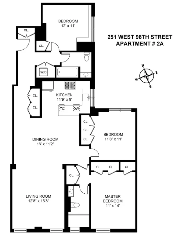 251 West 98th Street, 2A | floorplan | View 7