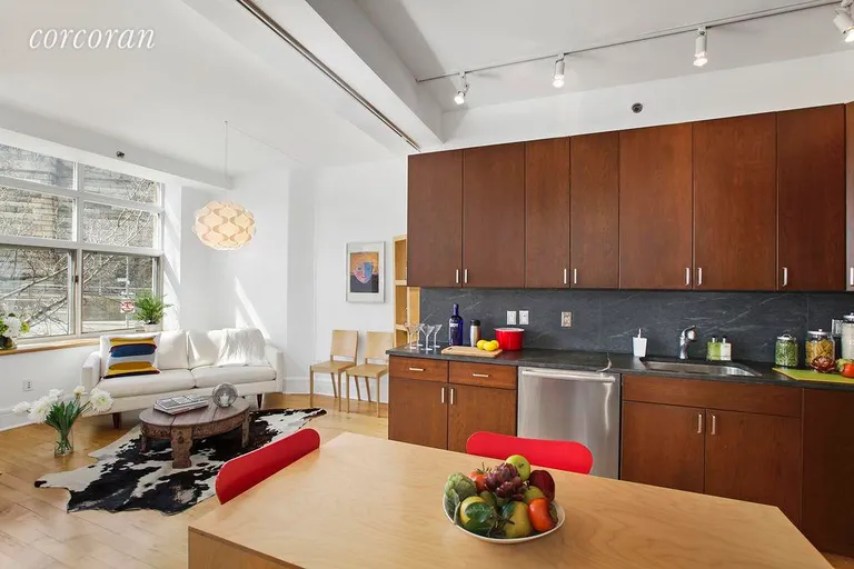 New York City Real Estate | View 57 Front Street, 202 | Living and Dine-in Kitchen | View 2