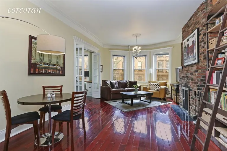 New York City Real Estate | View 107 Berkeley Place, 2F | Living Room and Dining Area | View 2