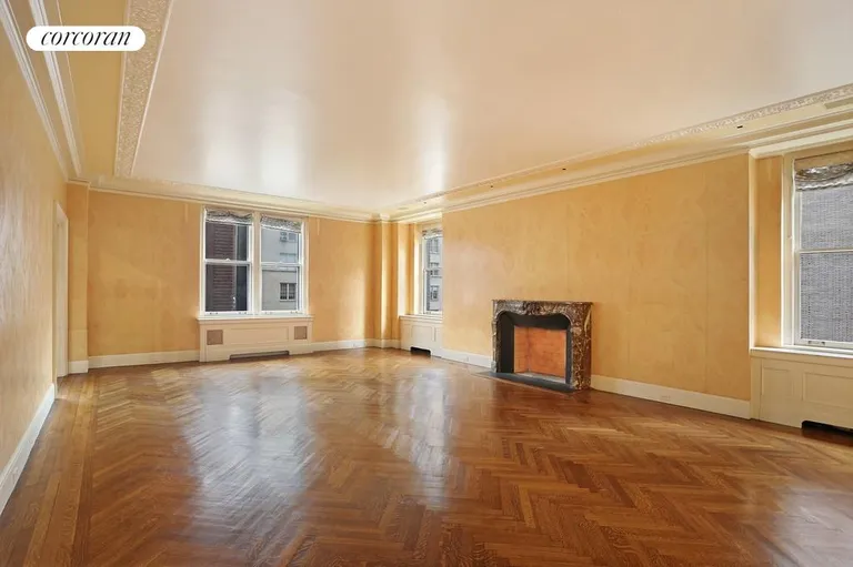 New York City Real Estate | View 625 Park Avenue, 6A | Living Room w/Fireplace | View 2