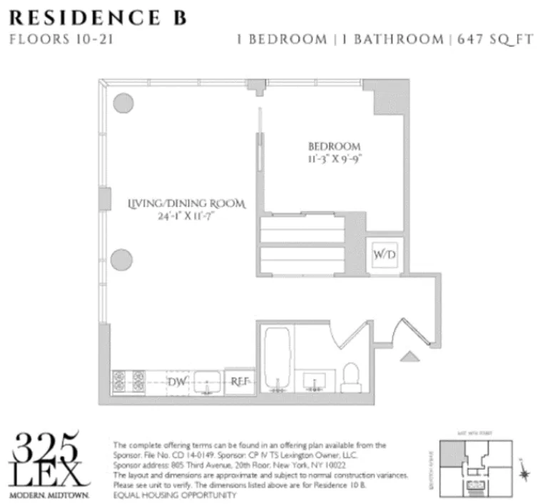325 Lexington Avenue, 17B | floorplan | View 1