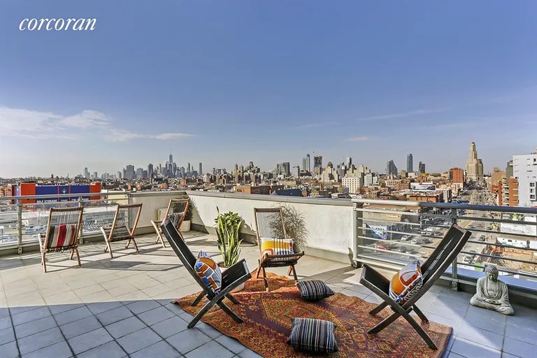 New York City Real Estate | View 302 2Nd Street, 9J | 900 sq ft private, wrap around terrace | View 6