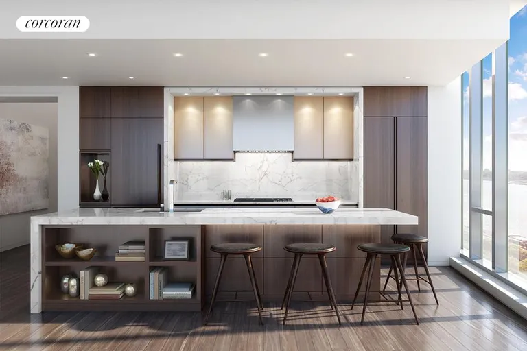 New York City Real Estate | View 1 West End Avenue, 23C | Open Kitchen in Dark Finish | View 2