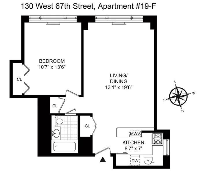 130 West 67th Street, 19F | floorplan | View 7