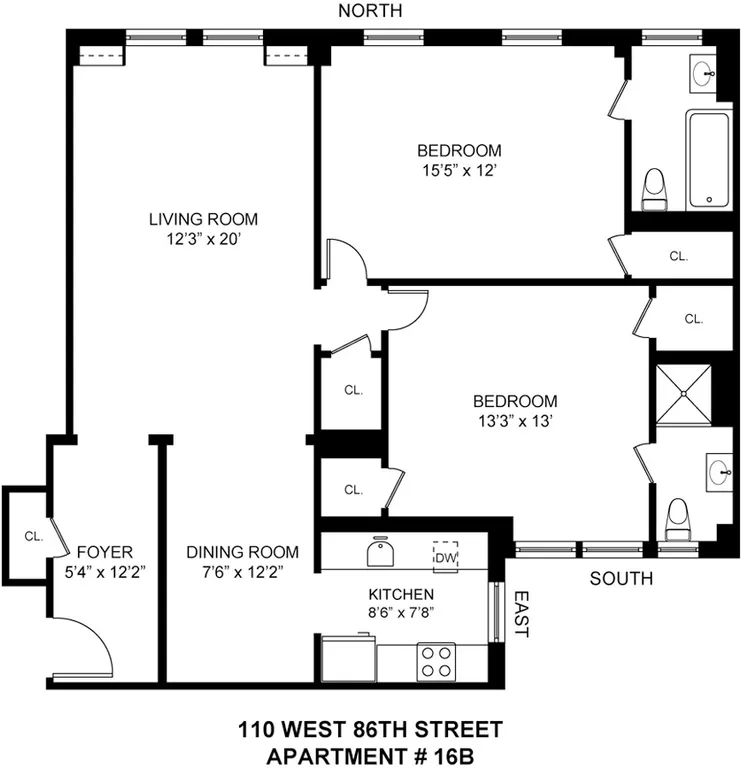 110 West 86th Street, 16B | floorplan | View 5