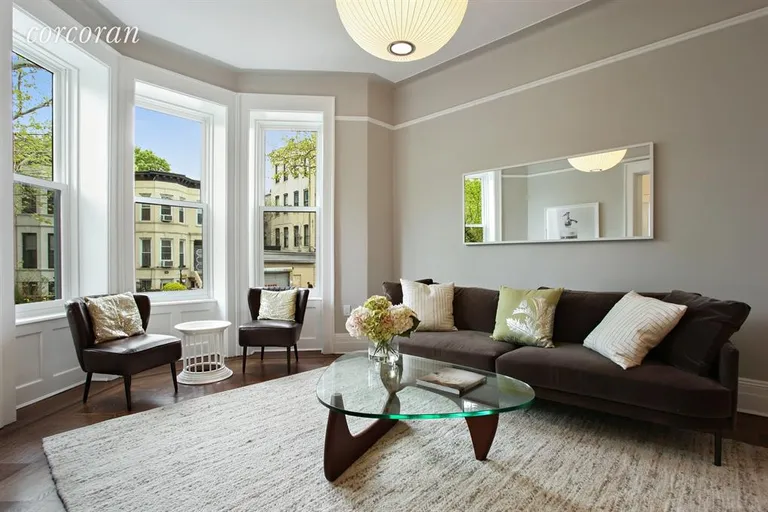 New York City Real Estate | View 235 Sterling Street | South Facing Bay Window Living Room | View 3