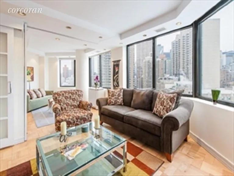 New York City Real Estate | View 415 East 37th Street, 19L | Living Room | View 2