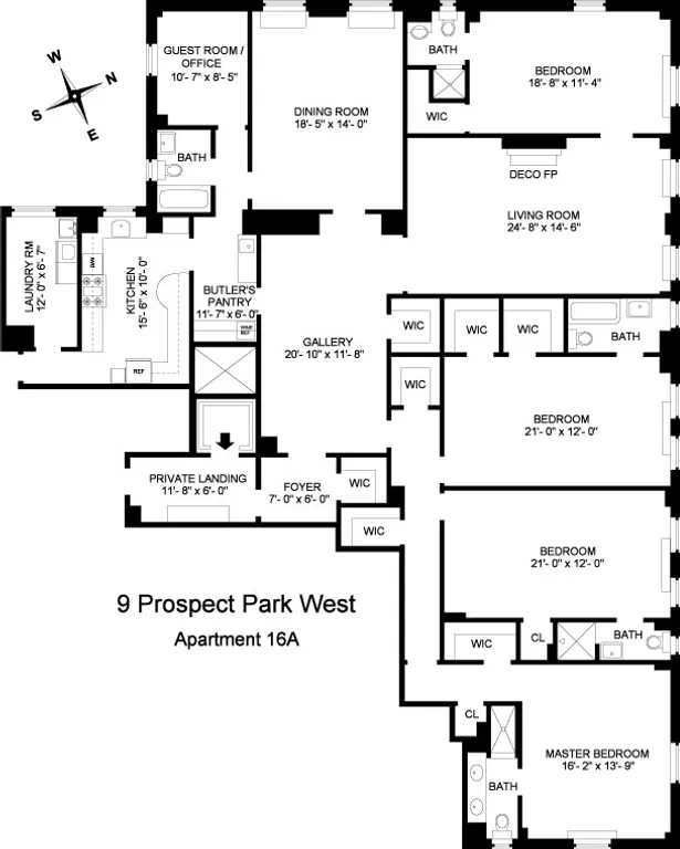 9 Prospect Park West, 16A | floorplan | View 10