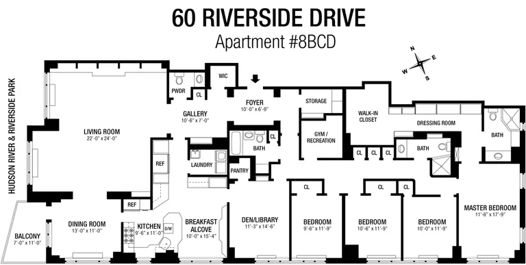 60 Riverside Drive, 8BCD | floorplan | View 18