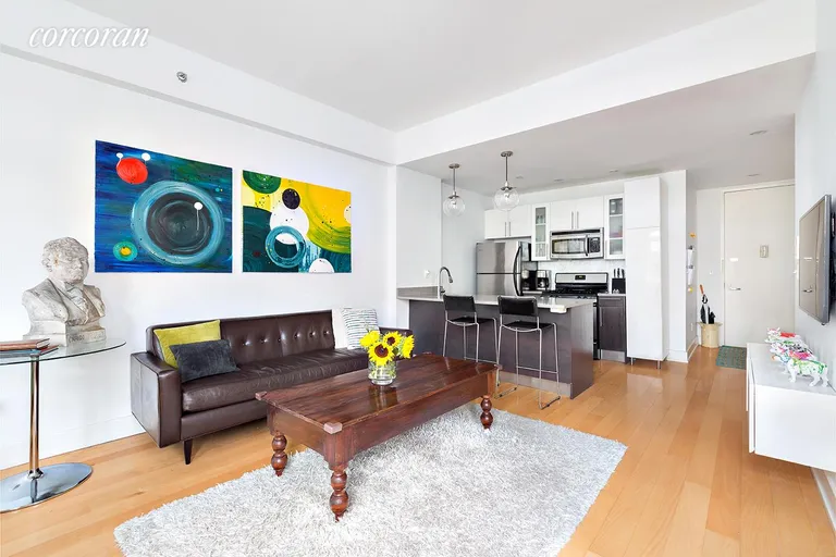 New York City Real Estate | View 12 Monitor Street, 1B | Living Room/Kitchen | View 4