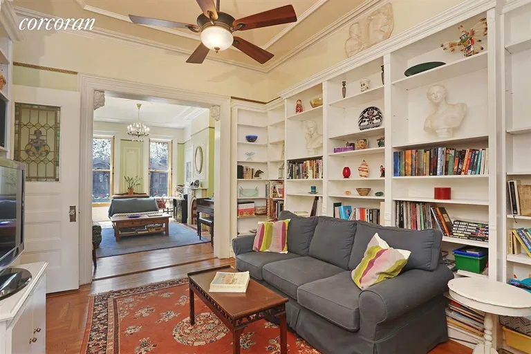 New York City Real Estate | View 213 1/2 Bergen Street | Library off living room | View 3