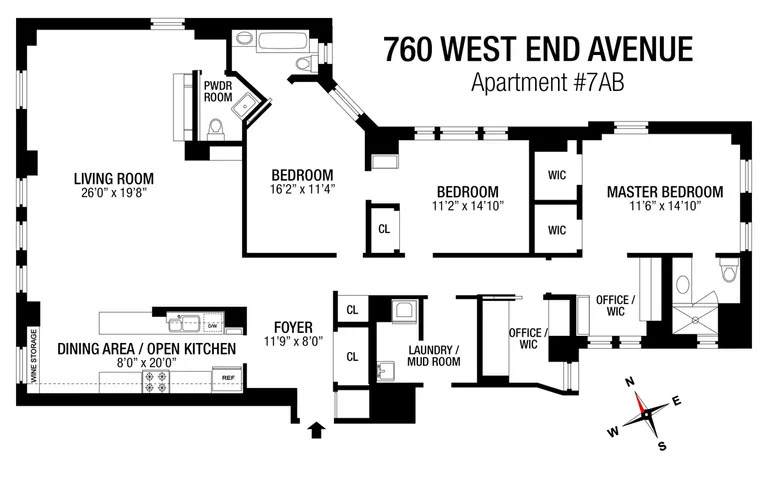 760 West End Avenue, 7AB | floorplan | View 9