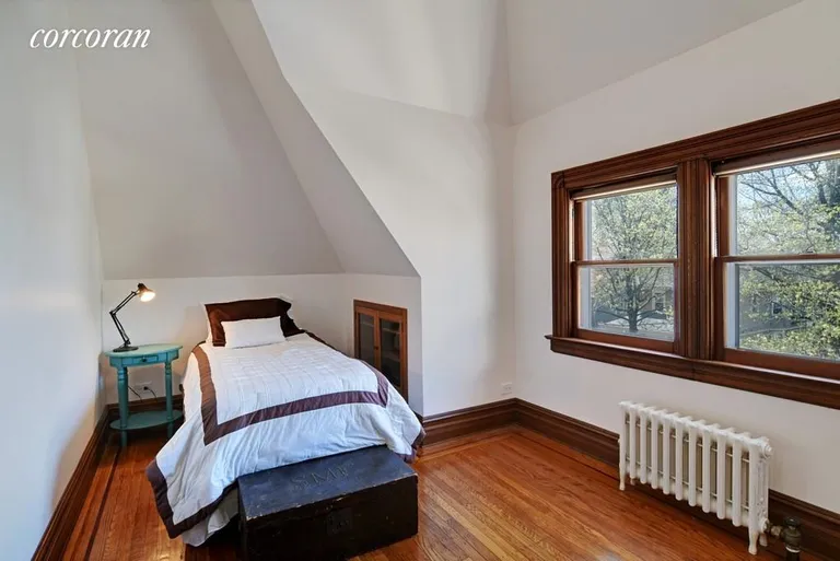 New York City Real Estate | View 329 Westminster Road | Front bedroom with vaulted ceilings | View 10