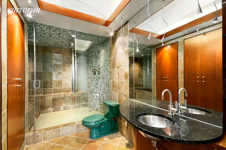 New York City Real Estate | View 250 Mercer Street, B1304 | Master Bath w Walking Shower and Spa tub | View 4