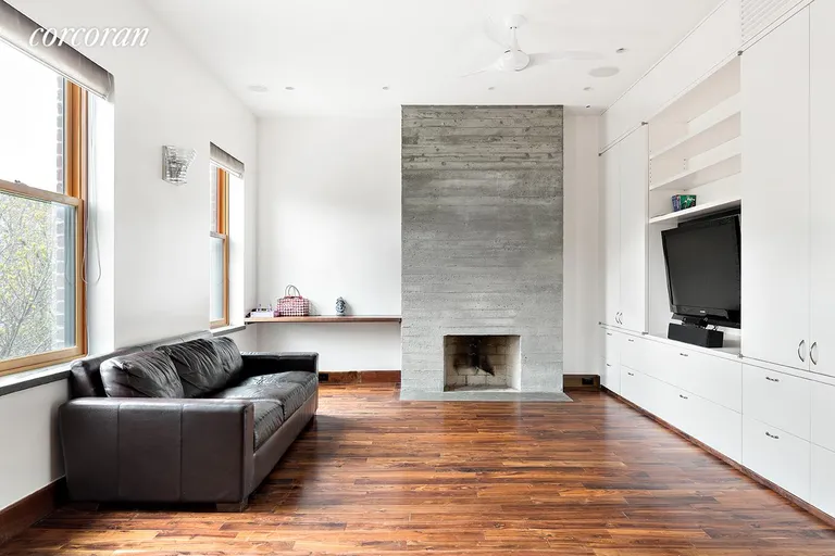 New York City Real Estate | View 303 Gates Avenue, 2 | Second living room / fully functional fire place | View 6