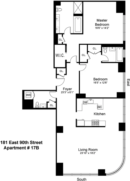 181 East 90th Street, 17B | floorplan | View 5