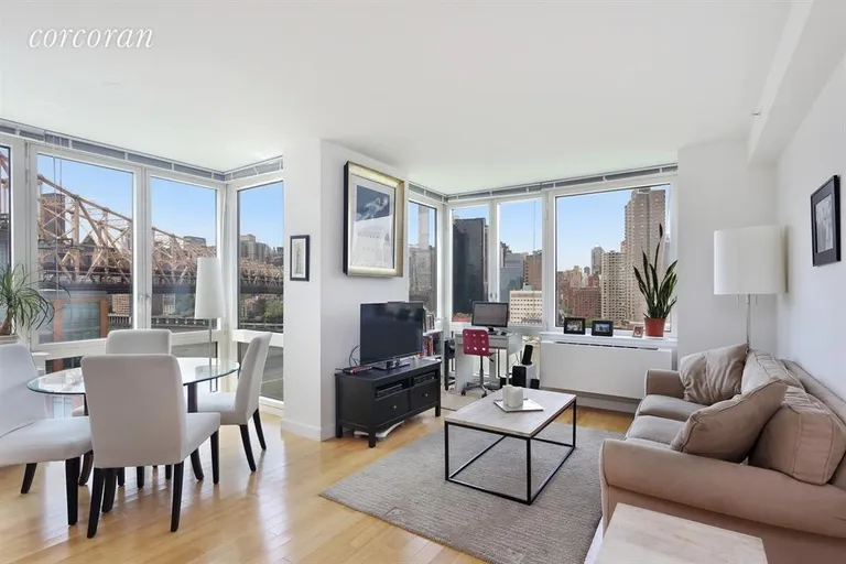 New York City Real Estate | View 415 Main Street, 14F | Living Room | View 2