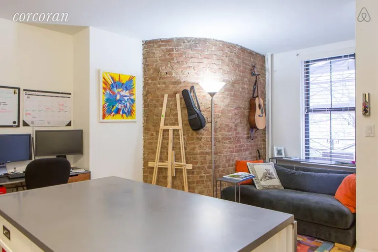 New York City Real Estate | View 417 Hicks Street, 3B | Exposed brick curved wall | View 2
